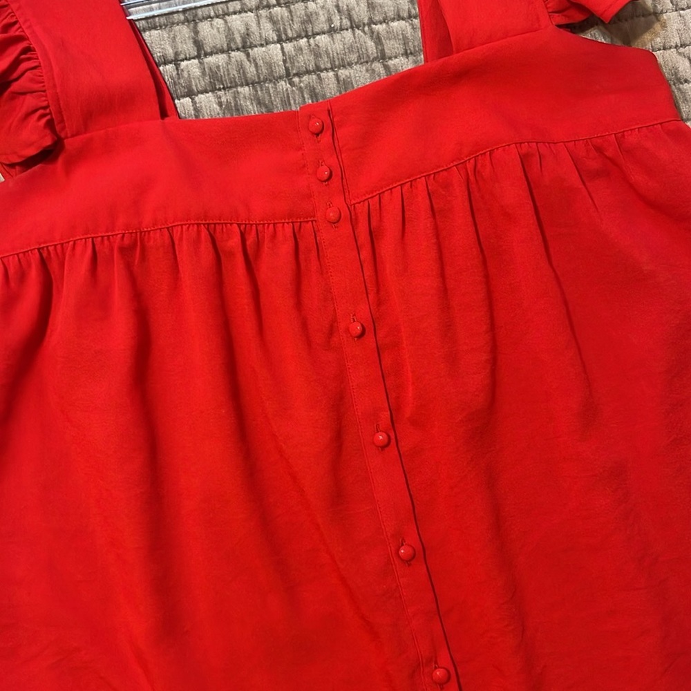Entro Red Ruffle Sleeve Blouse - Picture 4 of 10